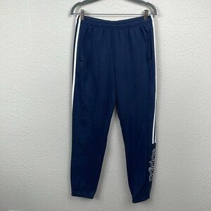 Adidas 3 Stripe Spellout Logo Jogger Sweatpants Navy Blue Lounge Comfy